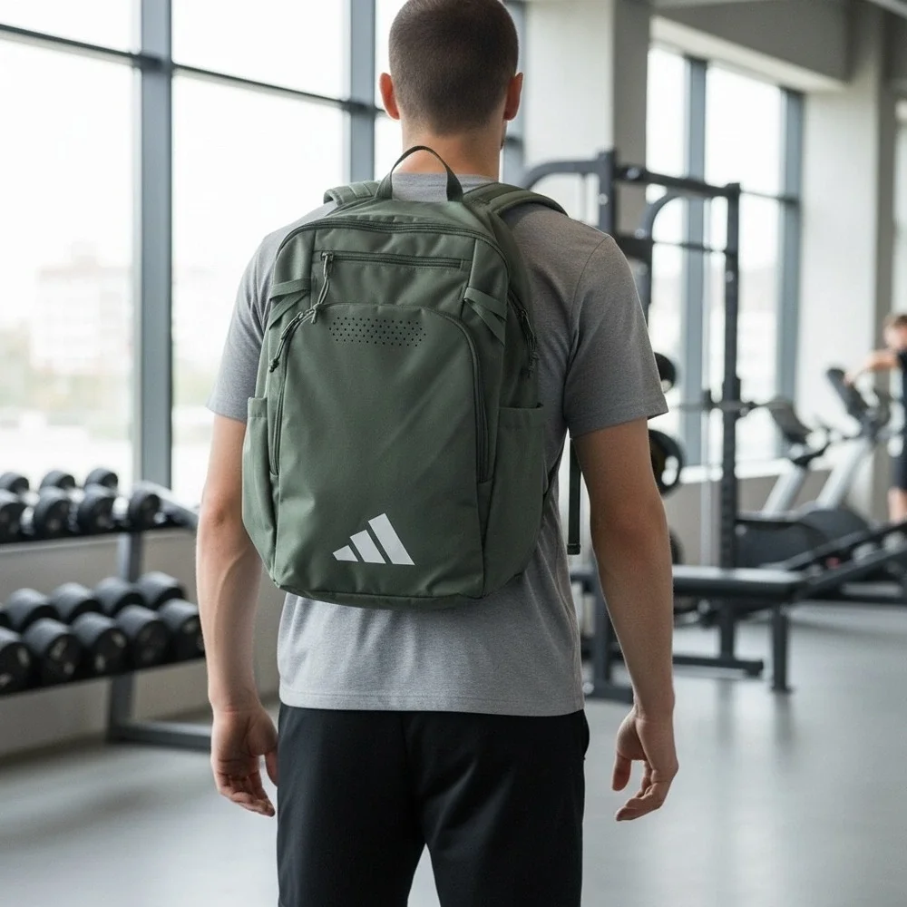 Adidas Training Backpack Silver Green Mens Laptop Sleeve Gym Bag 984108-L
